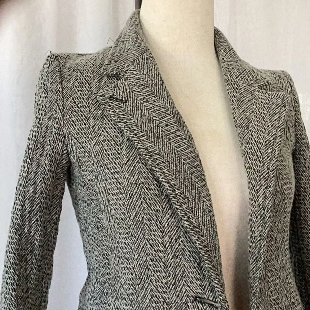 Isabel Marant Etoile Women’s 36 Gray Herringbone Blazer Jacket Wool Blend - Picture 5 of 11